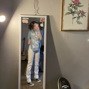 For all Mankind straight leg white jeans